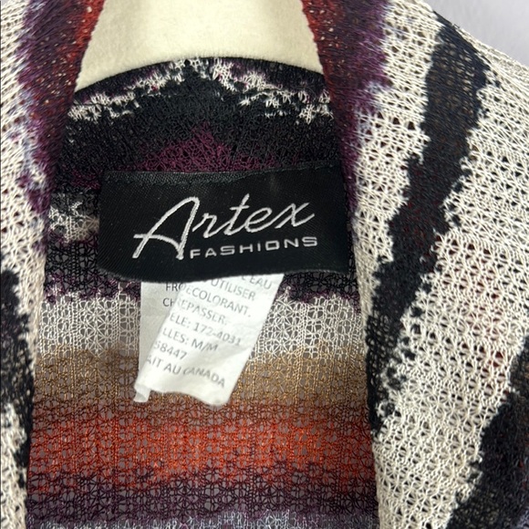 Artex Fashions Vintage Black and Brown Cardigan Sweater Open Front Size Medium - Picture 3 of 12